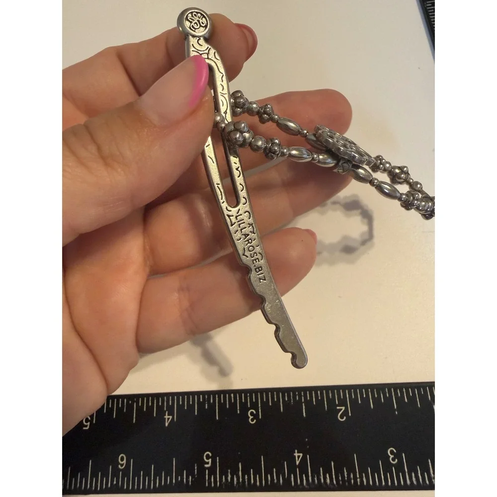 Lilla Rose Flexi Clip Hair Accessory Silver Tone Paw Print Size Extra Small